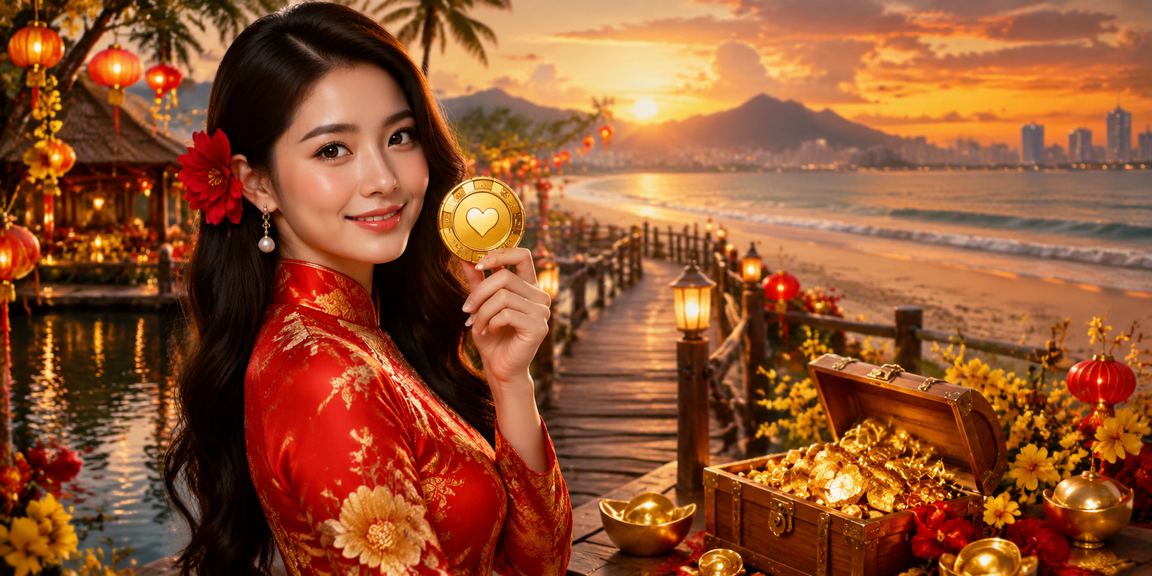 Người dùng Đà Nẵng kiểm tra điểm thưởng VIP trên điện thoại tại bãi biển