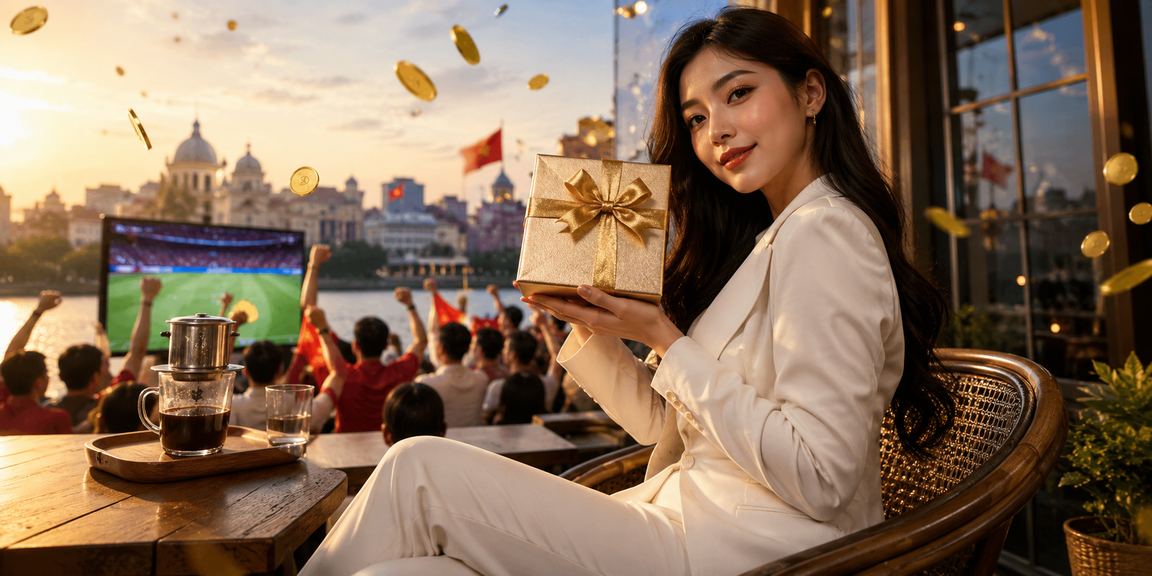 Người dùng Hà Nội xem thông tin tài khoản vnd888 trong quán cà phê