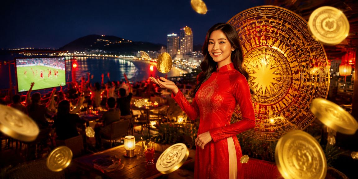 Khung cảnh Vũng Tàu với người dùng trải nghiệm sảnh casino trực tuyến trên thiết bị di động